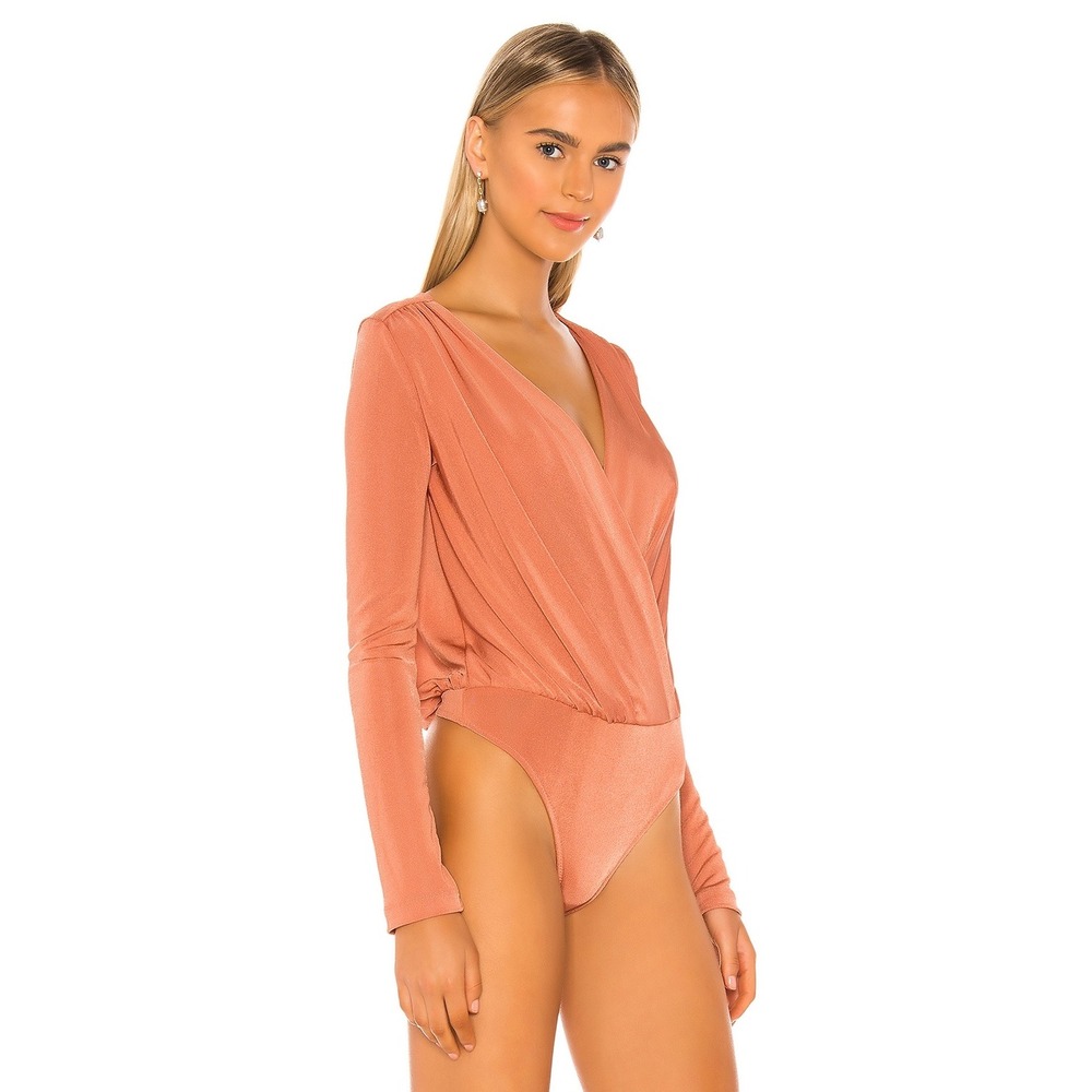 Free People Turnt Crossover Long Sleeve Bodysuit V‎ Neck Blouse Top Shirt XS - Picture 7 of 7